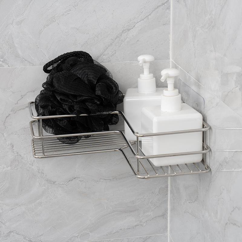 SUS304 Stainless Steel Corner Shower Caddy dengan Perekat
