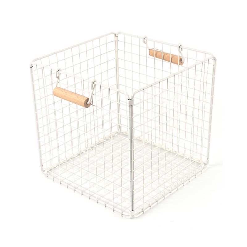 Keranjang Penyimpanan Kawat dengan Gagang Kayu untuk Dapur