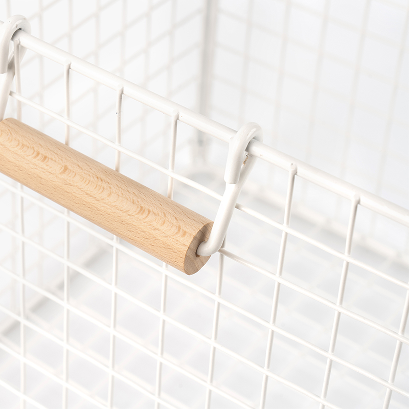 Keranjang Penyimpanan Kawat dengan Gagang Kayu untuk Dapur