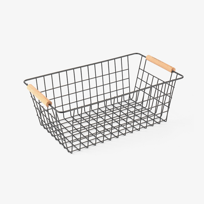 Keranjang Penyimpanan Dengan Gagang Kayu