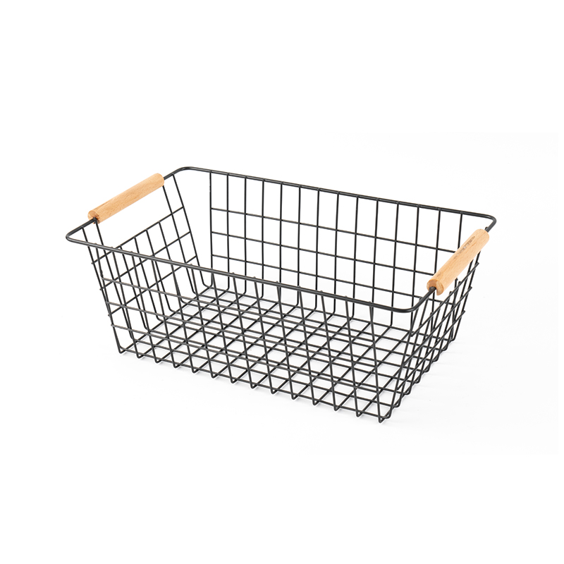 Keranjang Penyimpanan Dengan Gagang Kayu