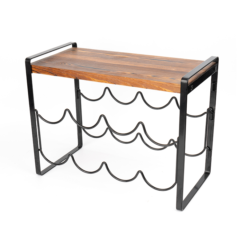 Botol Rak Anggur Meja Kayu Pedesaan Tidak Perlu Perakitan