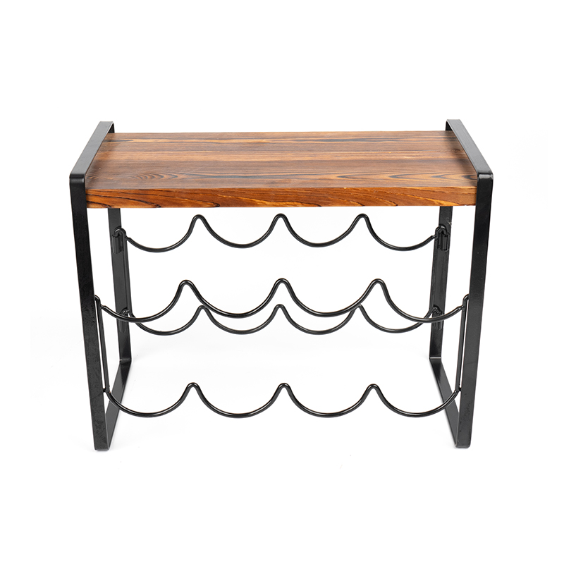 Botol Rak Anggur Meja Kayu Pedesaan Tidak Perlu Perakitan